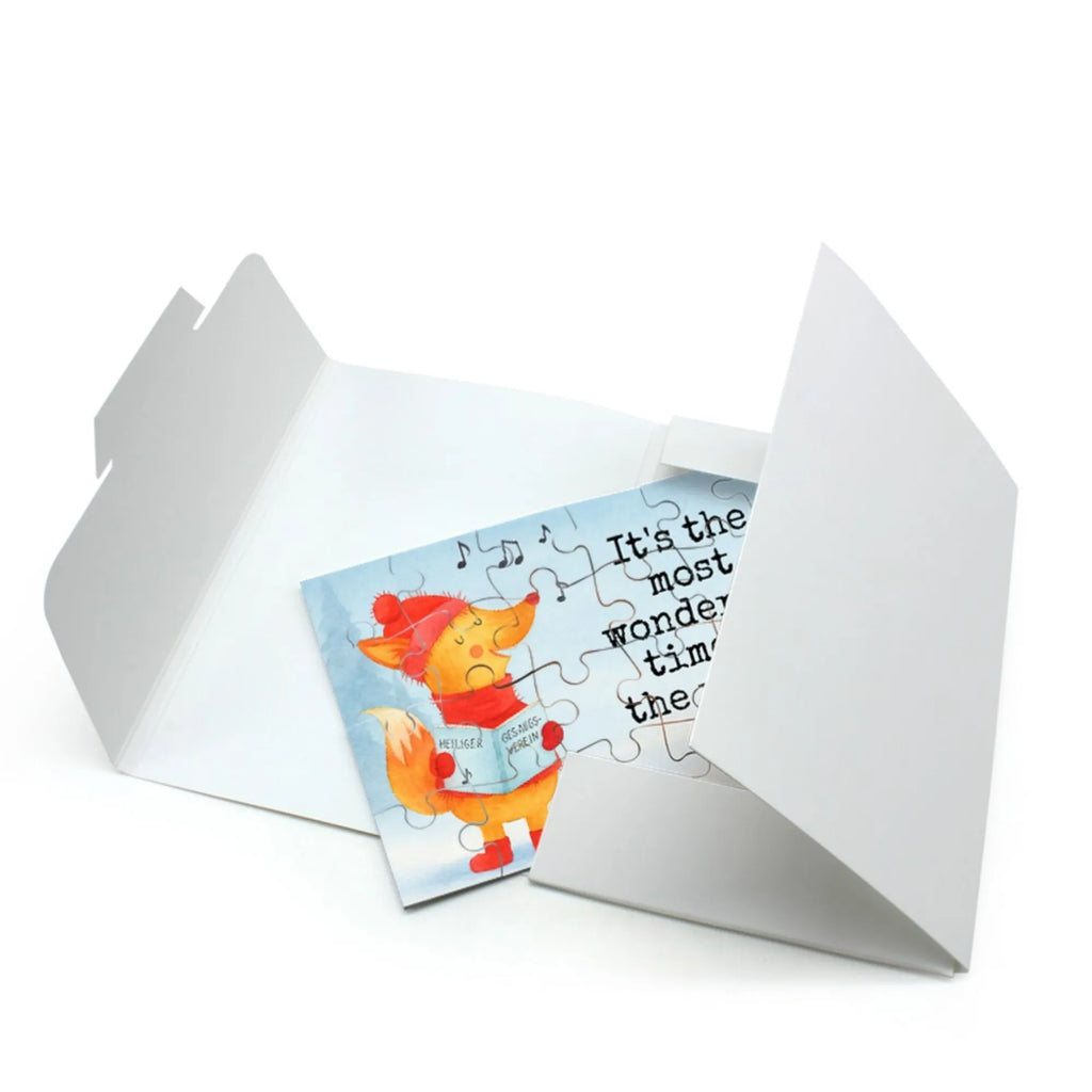 Puzzle Fuchs Sänger Design Puzzle, Winter, Weihnachten, Weihnachtsdeko, Nikolaus, Advent, Heiligabend, Wintermotiv, Sänger, Geschenk Sänger, Fuchs, Füchse, Singen, Weihnachtslieder