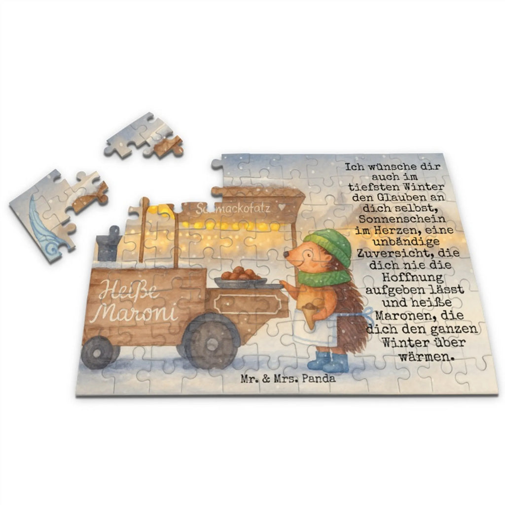 Puzzle Igel Maronen Design Puzzle, Winter, Weihnachten, Weihnachtsdeko, Nikolaus, Advent, Heiligabend, Wintermotiv, Maronen, Duft, Kastanien, Weihnachtsmarkt