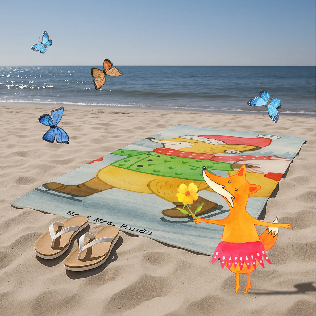 Badehandtuch Fuchs  Schlittschuhe Design Kinder Handtuch, Badetuch, Strandtuch, Saunatuch, Duschtuch, Winter, Weihnachten, Weihnachtsdeko, Nikolaus, Advent, Heiligabend, Wintermotiv, Weihnachtszeit, Weihnachtsmann, Tannenbaum, Weihnachtstage, Weihnachtsbaum