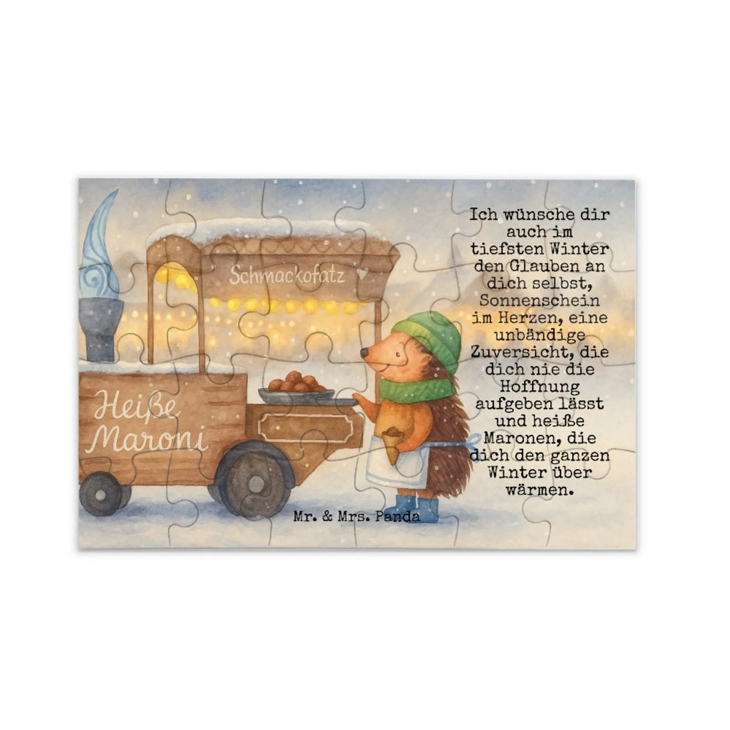 Puzzle Igel Maronen Design Puzzle, Winter, Weihnachten, Weihnachtsdeko, Nikolaus, Advent, Heiligabend, Wintermotiv, Maronen, Duft, Kastanien, Weihnachtsmarkt