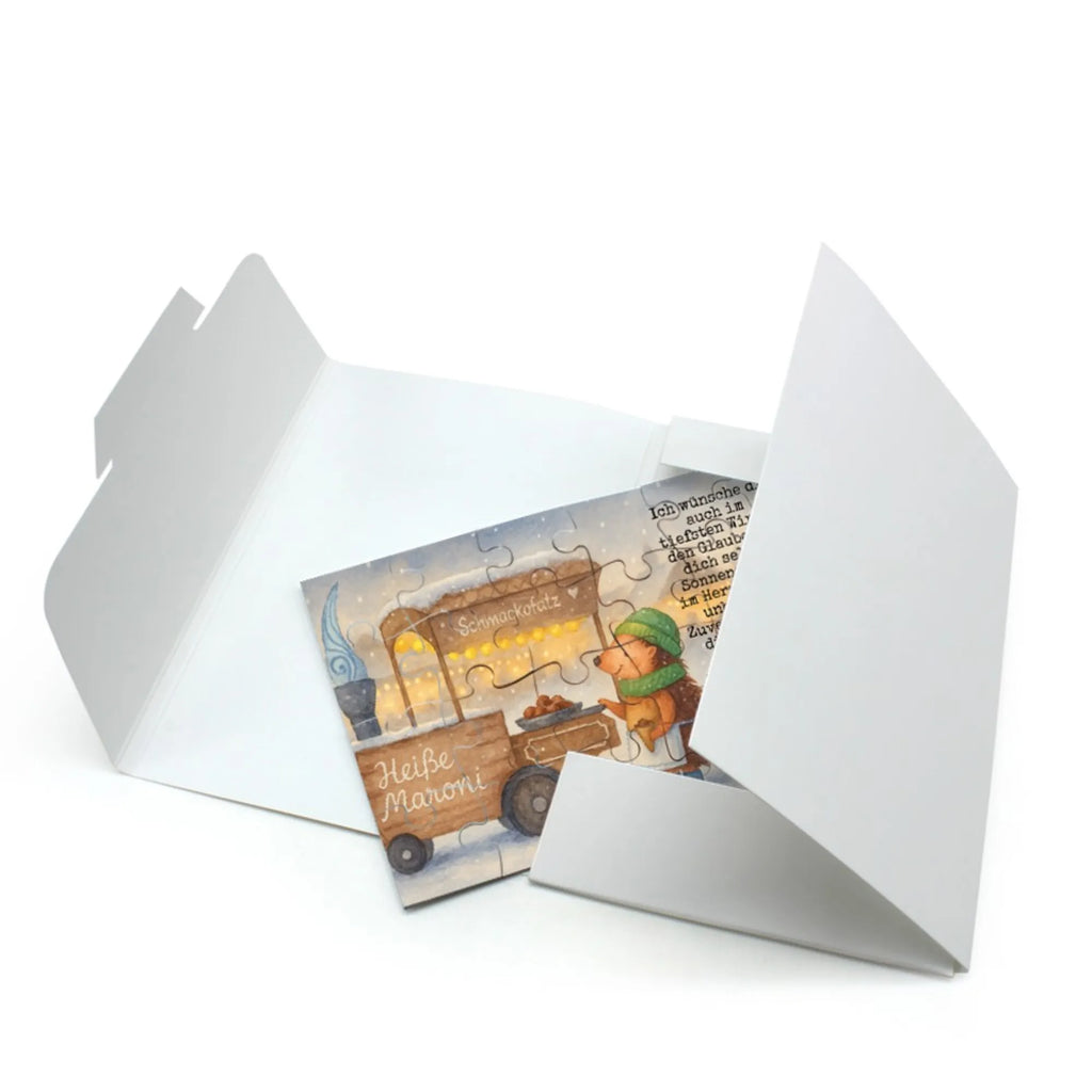 Puzzle Igel Maronen Design Puzzle, Winter, Weihnachten, Weihnachtsdeko, Nikolaus, Advent, Heiligabend, Wintermotiv, Maronen, Duft, Kastanien, Weihnachtsmarkt