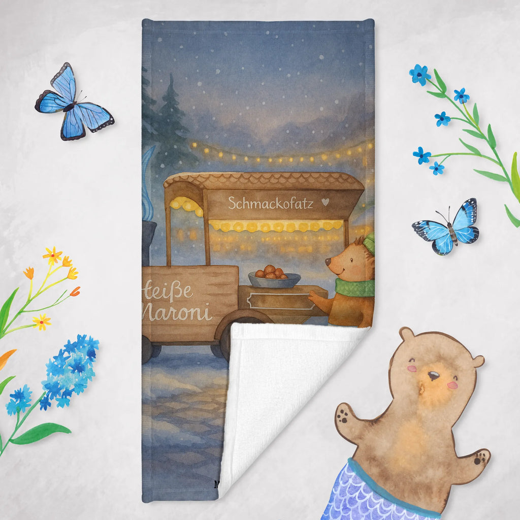 Badehandtuch Igel Maronen Design Badetuch, Duschtuch, Saunatuch, Strandtuch, Kinder Handtuch, Winter, Weihnachten, Weihnachtsdeko, Nikolaus, Advent, Heiligabend, Wintermotiv, Maronen, Kastanien, Weihnachtsmarkt, Duft