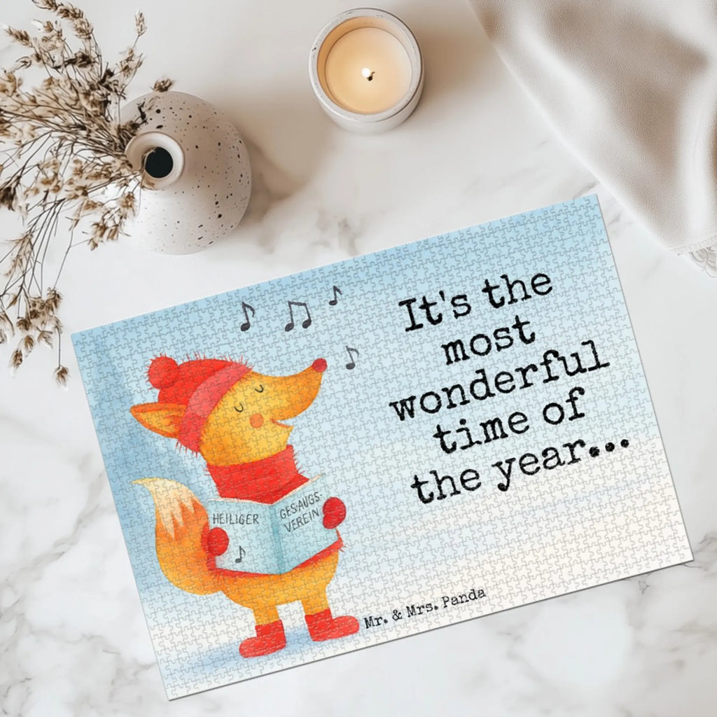 Puzzle Fuchs Sänger Design Puzzle, Winter, Weihnachten, Weihnachtsdeko, Nikolaus, Advent, Heiligabend, Wintermotiv, Sänger, Geschenk Sänger, Fuchs, Füchse, Singen, Weihnachtslieder