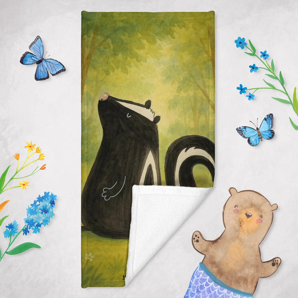 Badehandtuch Stinktier Sitzen Design Duschtuch, Saunatuch, Strandtuch, Badetuch, Kinder Handtuch, Stinktier, Skunk, Spruch, Stinki, Wildtier, Büro, Raubtier, Besserwisser, Stinker, Recht
