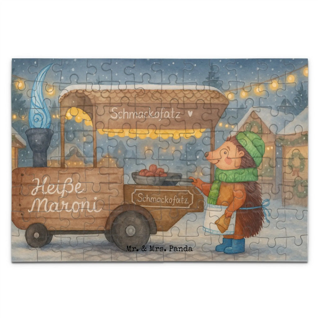 Puzzle Igel Maronen Design Puzzle, Winter, Weihnachten, Weihnachtsdeko, Nikolaus, Advent, Heiligabend, Wintermotiv, Maronen, Duft, Kastanien, Weihnachtsmarkt
