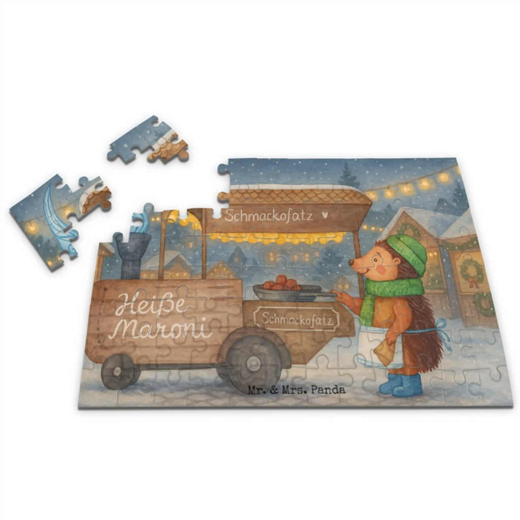 Puzzle Igel Maronen Design Puzzle, Winter, Weihnachten, Weihnachtsdeko, Nikolaus, Advent, Heiligabend, Wintermotiv, Maronen, Duft, Kastanien, Weihnachtsmarkt