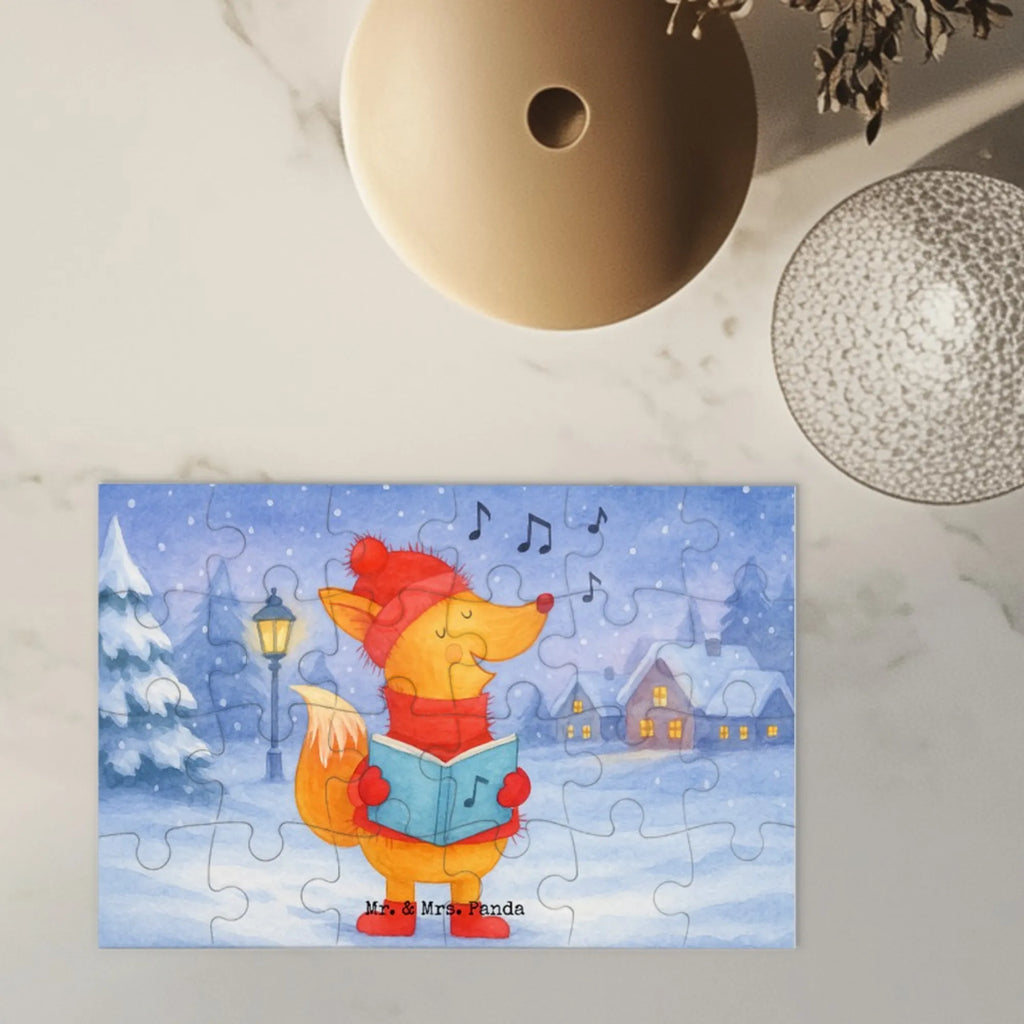Puzzle Fuchs Sänger Design Puzzle, Winter, Weihnachten, Weihnachtsdeko, Nikolaus, Advent, Heiligabend, Wintermotiv, Sänger, Geschenk Sänger, Fuchs, Füchse, Singen, Weihnachtslieder