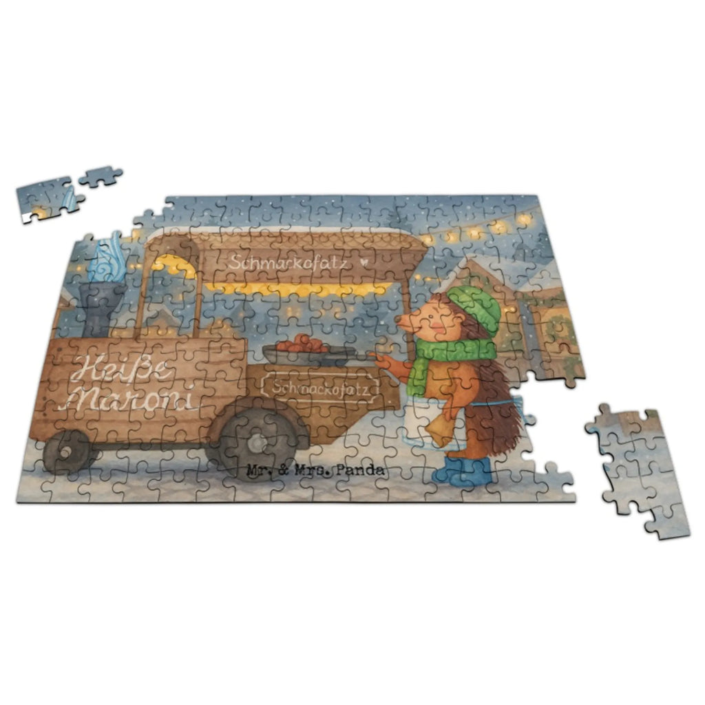 Puzzle Igel Maronen Design Puzzle, Winter, Weihnachten, Weihnachtsdeko, Nikolaus, Advent, Heiligabend, Wintermotiv, Maronen, Duft, Kastanien, Weihnachtsmarkt