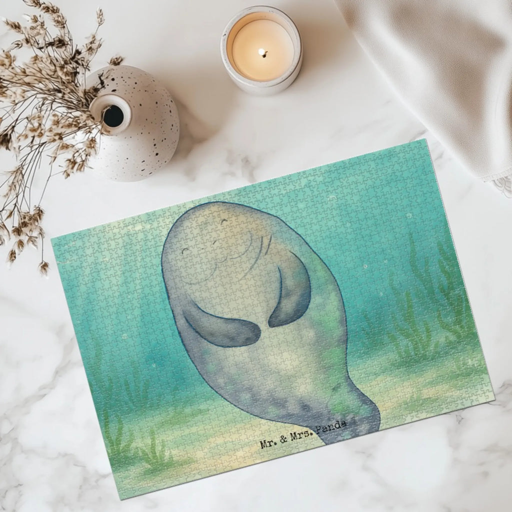 Puzzle Seekuh Happy Design Puzzle, Meerestiere, Meer, Urlaub, Neustart, Seekühe, Respekt, Zufrieden, Achtsamkeit, Freundin, Neuanfang, Selbstliebe, Liebeskummer, Seekuh