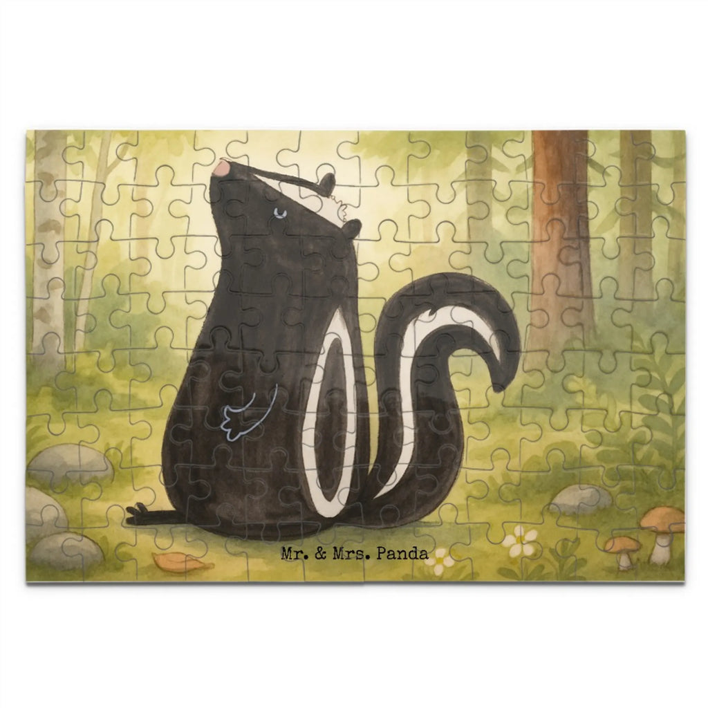 Puzzle Stinktier Sitzen Design Puzzle, Stinktier, Skunk, Wildtier, Stinki, Besserwisser, Stinker, Raubtier, Büro, Recht, Spruch