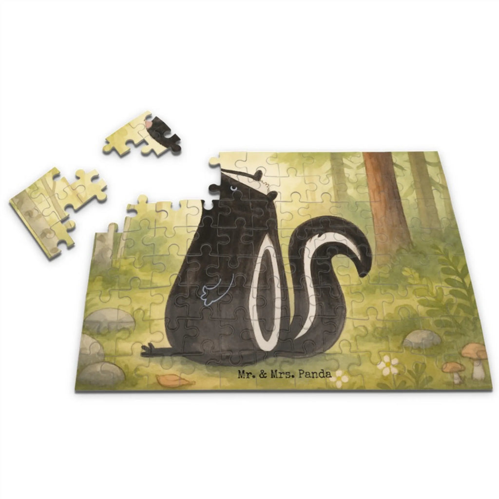 Puzzle Stinktier Sitzen Design Puzzle, Stinktier, Skunk, Wildtier, Stinki, Besserwisser, Stinker, Raubtier, Büro, Recht, Spruch