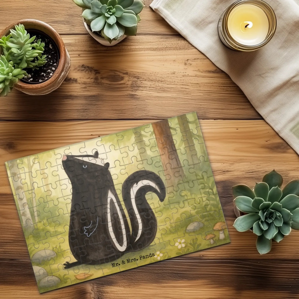 Puzzle Stinktier Sitzen Design Puzzle, Stinktier, Skunk, Wildtier, Stinki, Besserwisser, Stinker, Raubtier, Büro, Recht, Spruch