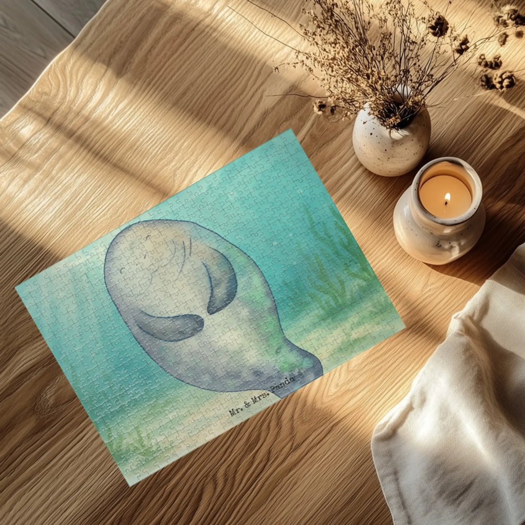 Puzzle Seekuh Happy Design Puzzle, Meerestiere, Meer, Urlaub, Neustart, Seekühe, Respekt, Zufrieden, Achtsamkeit, Freundin, Neuanfang, Selbstliebe, Liebeskummer, Seekuh