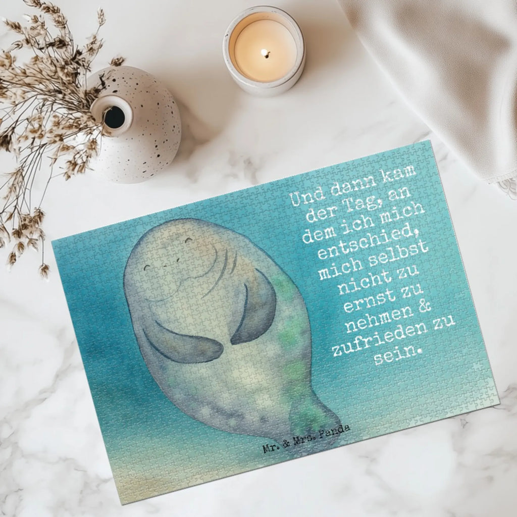 Puzzle Seekuh Happy Design Puzzle, Meerestiere, Meer, Urlaub, Neustart, Seekühe, Respekt, Zufrieden, Achtsamkeit, Freundin, Neuanfang, Selbstliebe, Liebeskummer, Seekuh