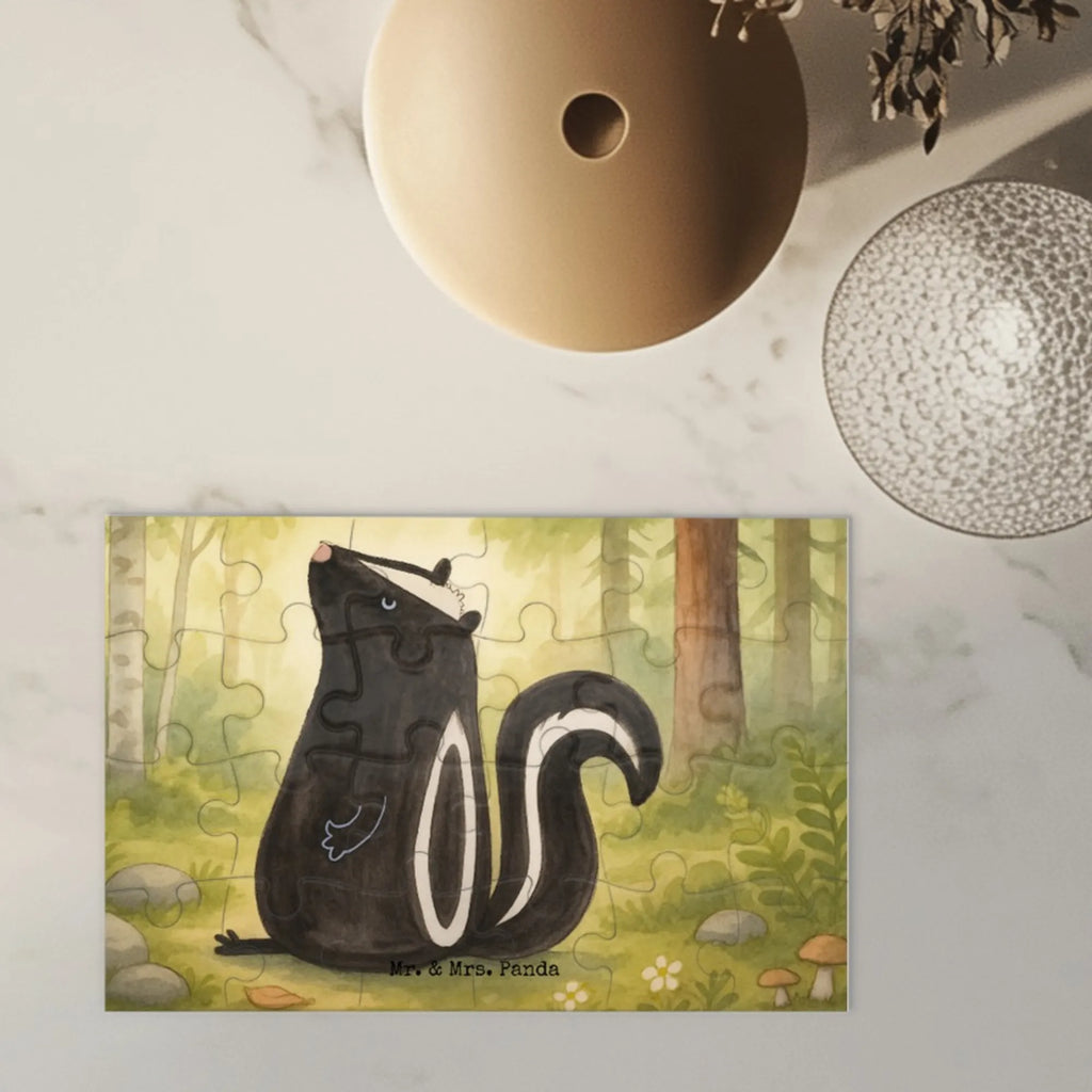 Puzzle Stinktier Sitzen Design Puzzle, Stinktier, Skunk, Wildtier, Stinki, Besserwisser, Stinker, Raubtier, Büro, Recht, Spruch