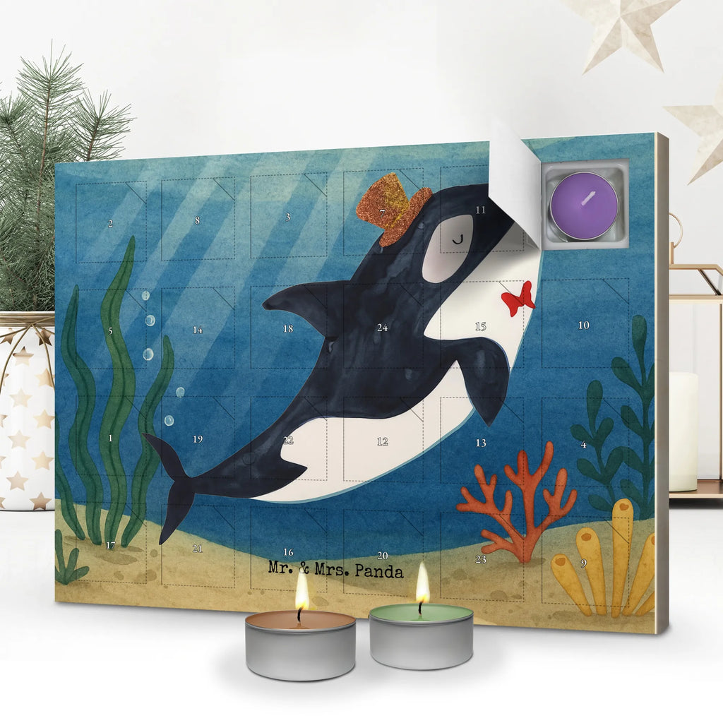 Scented candle advent calendar orca cylinder Design Seafood, aquatic animals, ocean, sea, fish, shells, corals, reef, whale, narwhal, sea urchin, lobster, platypus, turtle, manatee, crocodile, orca, shrimp, gifts for seafood lovers, water world, underwater animals, underwater world, vacation, deep sea, seafood fans, gift ideas, seafood decoration, seafood posters, glitter, party, feast, confetti, congratulations, celebration, birthday
