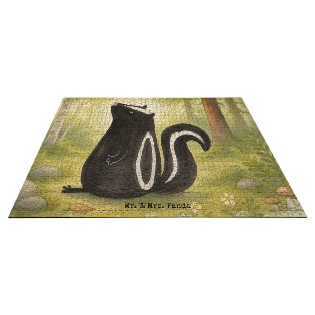 Puzzle Stinktier Sitzen Design Puzzle, Stinktier, Skunk, Wildtier, Stinki, Besserwisser, Stinker, Raubtier, Büro, Recht, Spruch