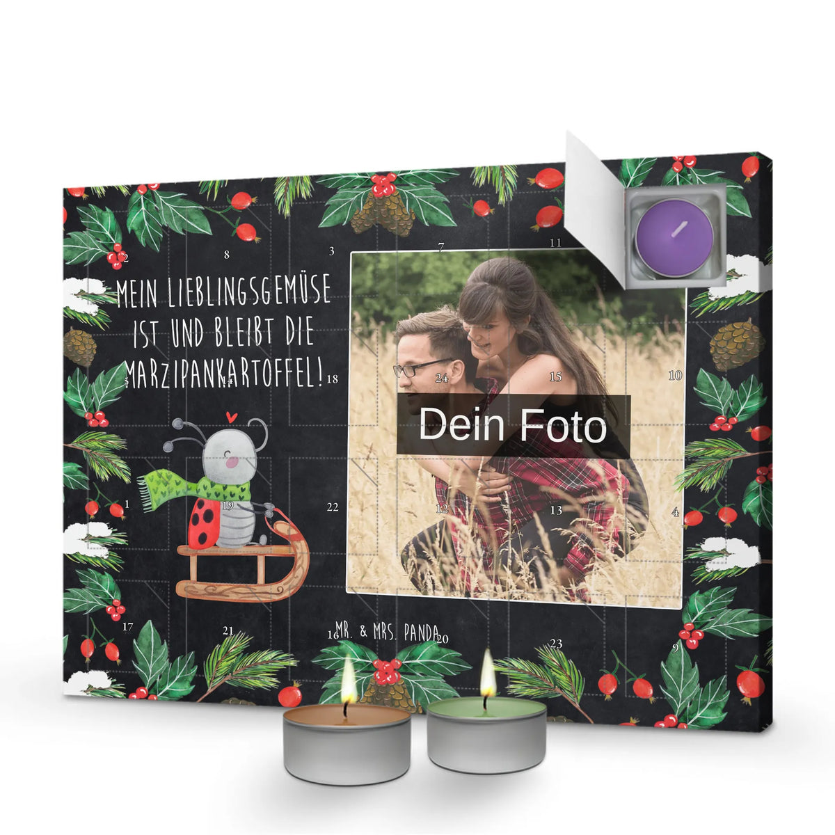  Smörle sledding Personalisierter Duftkerzen Foto Adventskalender, Advent, Heiligabend, Weihnachtsdeko, Wintermotiv, Weihnachten, Winter, Nikolaus, Smörle, Schlittenfahren, Marzipan