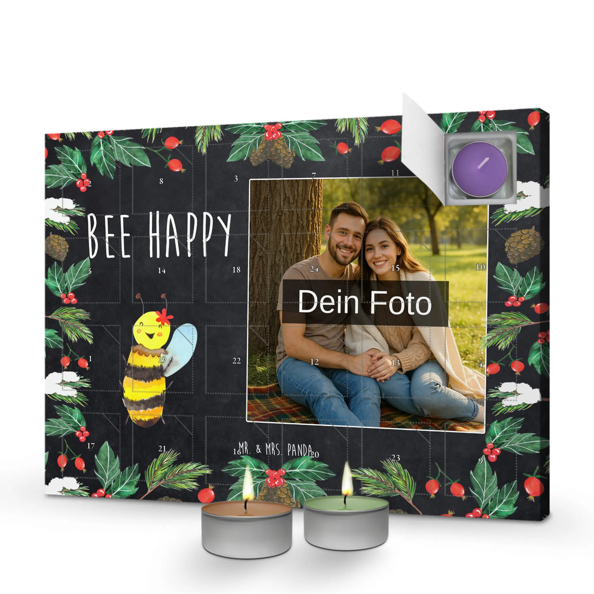  bee happy Personalisierter Duftkerzen Foto Adventskalender, Wespe, Biene, Hummel