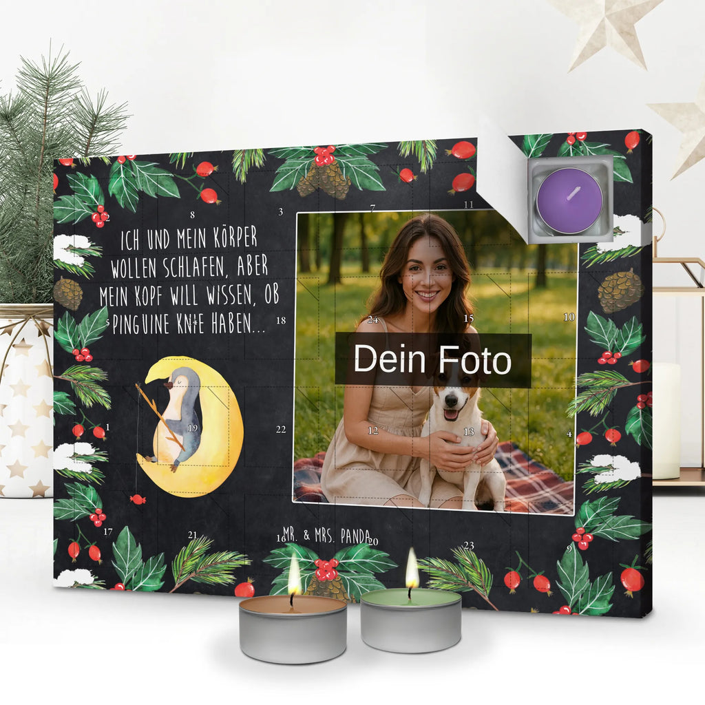 Personalisierter Duftkerzen Foto Adventskalender Pinguin Mond Personalisierter Duftkerzen Foto Adventskalender, Pinguin, Schlafstörungen, Einschlafen, Spruch, schlafen, Nachtruhe, Schlafzimmer, Gästezimmer, Pinguine