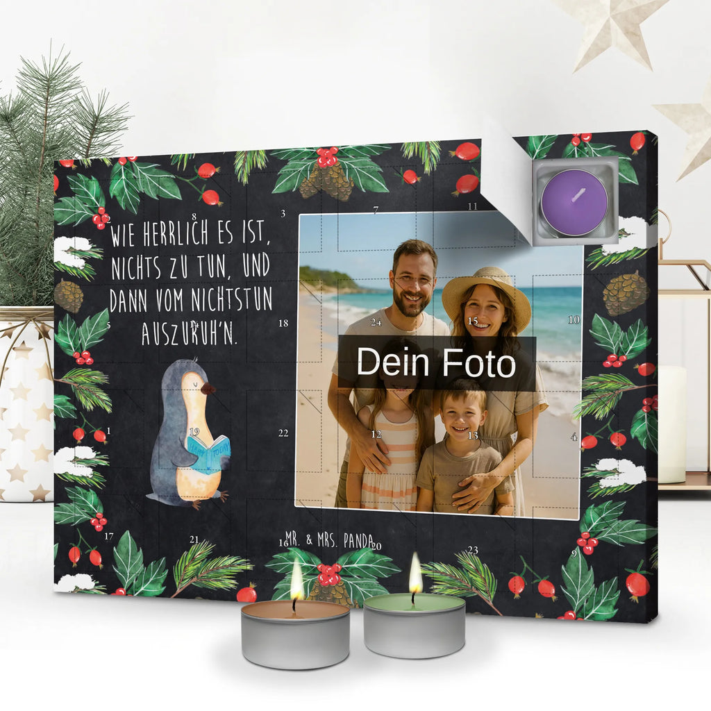 Personalisierter Duftkerzen Foto Adventskalender Pinguin Buch Personalisierter Duftkerzen Foto Adventskalender, Pinguin, Freizeit, Urlaub, Pinguine, Bücherwurm, Nichtstun, Lesen, Faulenzen, Buch, Ferien