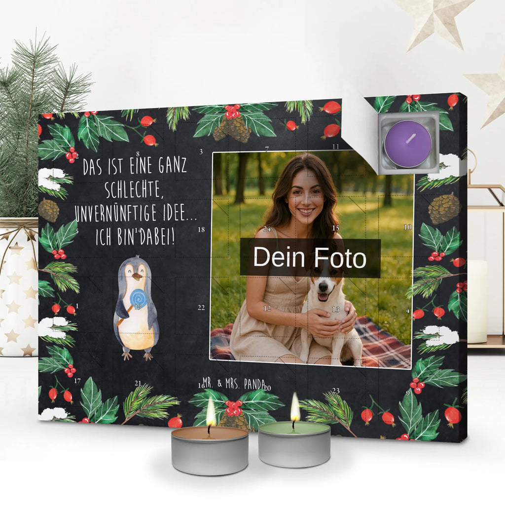 Personalisierter Duftkerzen Foto Adventskalender Pinguin Lolli Personalisierter Duftkerzen Foto Adventskalender, Pinguin, Blödsinn, Spruch, Gauner, Lolli, Pinguine, Rabauke, Ganove, Süßigkeiten, Rebell