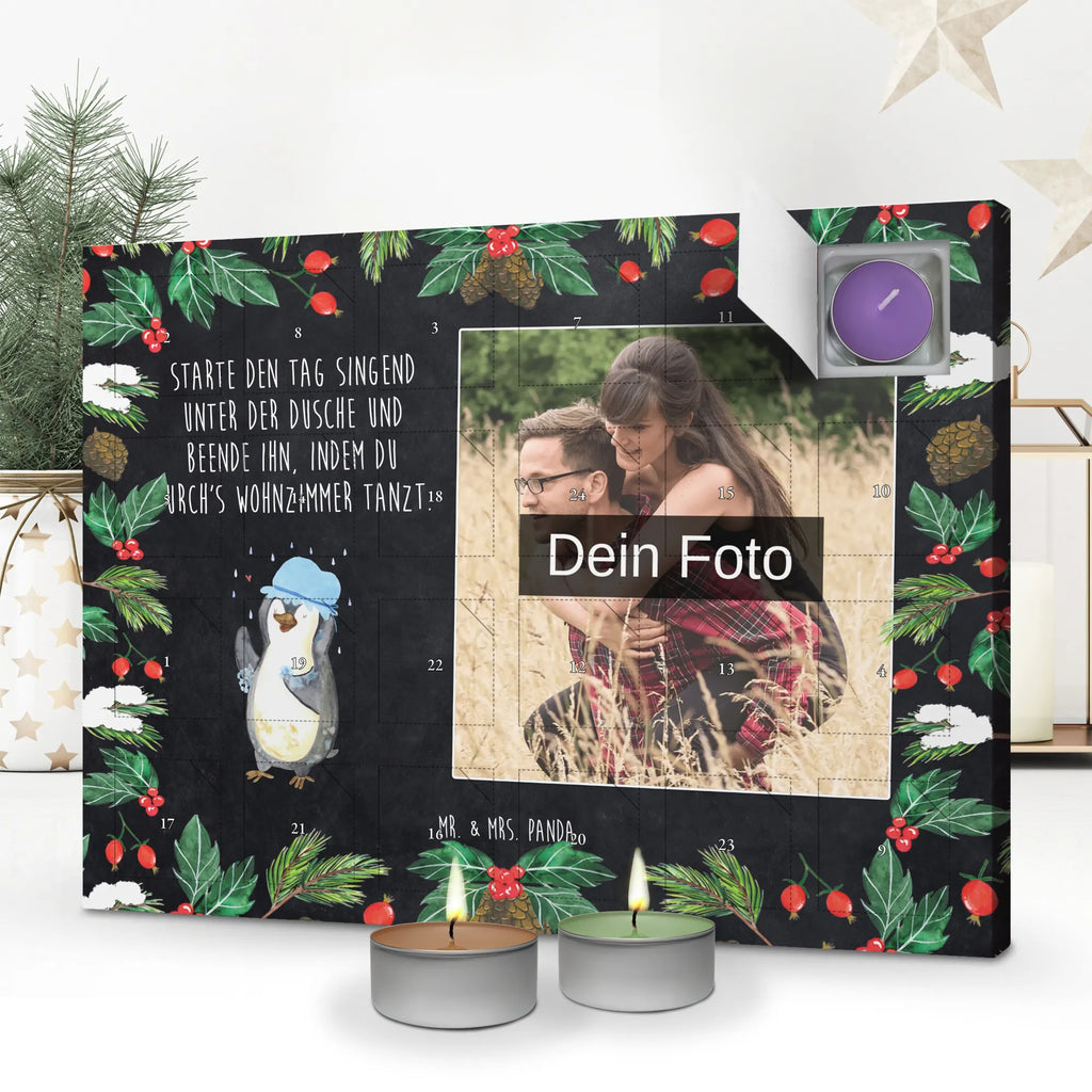 Personalisierter Duftkerzen Foto Adventskalender Pinguin Duschen Personalisierter Duftkerzen Foto Adventskalender, Pinguin, duschen, Dusche, Lebensmotto, Neustart, glücklich sein, Motivation, Pinguine, Neuanfang