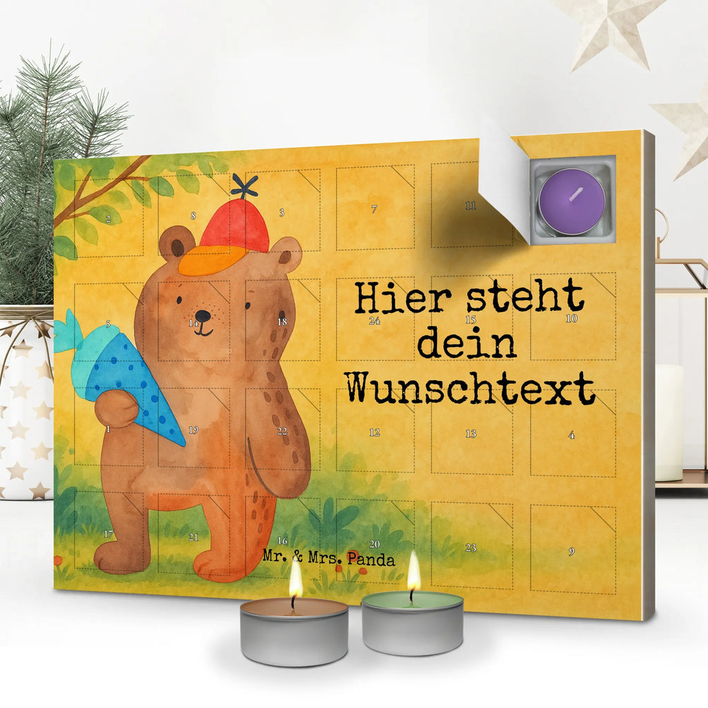  bear School cone Design Personalisierter Duftkerzen Adventskalender, Teddy, Bär, Teddybär, Schultüte, Grundschule, Einschulung Geschenk, Erster Schultag Geschenk, Schulanfang, Schulbeginn, Bär Motiv, Schule Geschenk