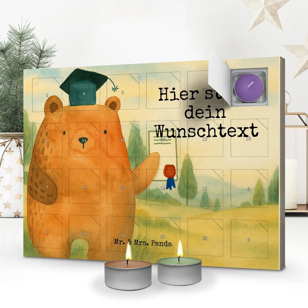 Personalisierter Duftkerzen Adventskalender Bär Prüfung Design Personalisierter Duftkerzen Adventskalender, Teddy, Bär, Teddybär, Abschluss, Abitur, Prüfungen, Zeugnis, Abschlusszeugnis, Prüfung Bestanden