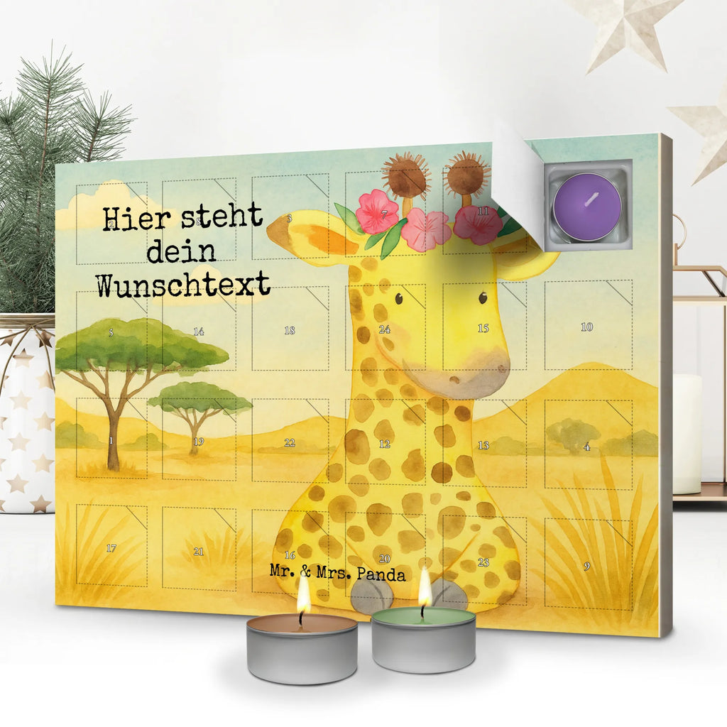 Personalisierter Duftkerzen Adventskalender Giraffe Blumenkranz Design Personalisierter Duftkerzen Adventskalender, Afrika, Wildtiere, Freundin, Abenteurer, Giraffe, Blumenkranz, Selbstliebe