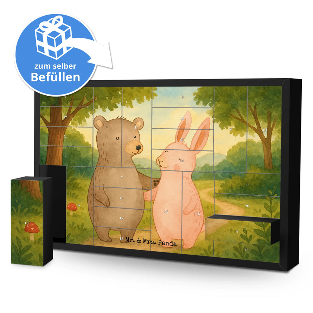 Fillable advent calendar bear and rabbit Embrace Design Loving, Two, Together, Marriage, Proposal of marriage, Love gift, gift for her, gift for him, anniversary gift, friends, rabbit, best friend