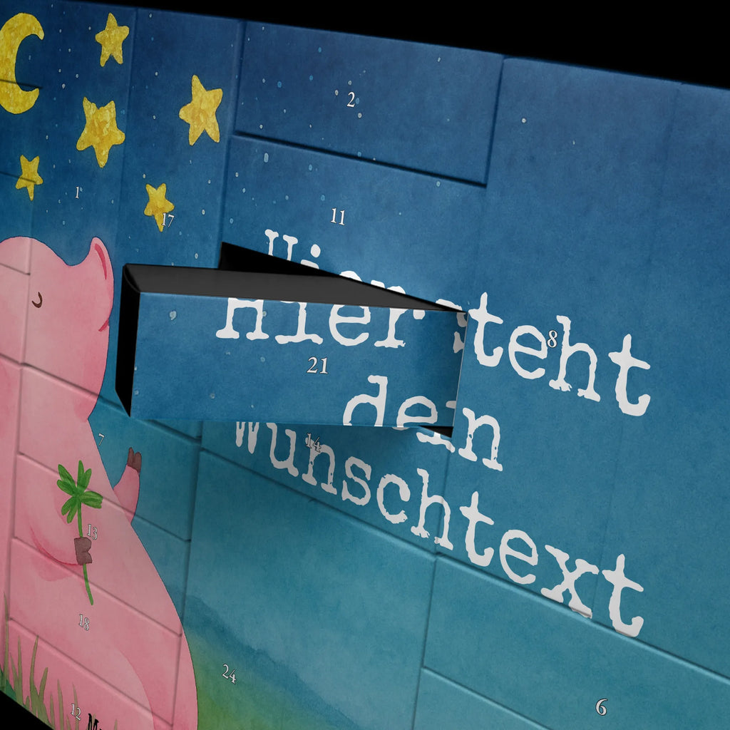 Personalisierter Befüllbarer Adventskalender Schwein Glück Design Befüllbarer Adventskalender, Adventskalender Zum Selbst Befüllen, Lustige Sprüche, Tiere, Tiermotive, Gute Laune, Glücksschwein. Glück, Schwein, Sernchen, Sterne, Ziele, Glücksbringer, Träume, Motivation, Schweinchen