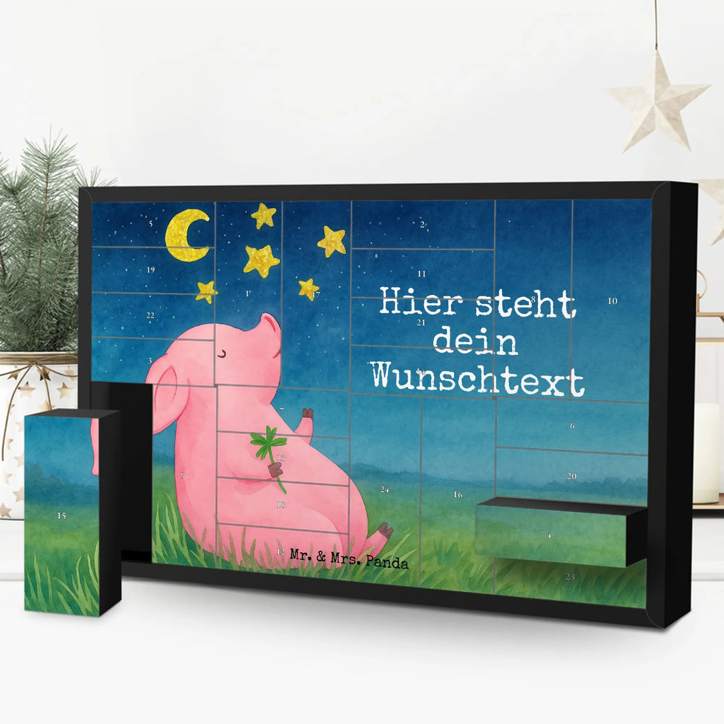 Personalisierter Befüllbarer Adventskalender Schwein Glück Design Befüllbarer Adventskalender, Adventskalender Zum Selbst Befüllen, Lustige Sprüche, Tiere, Tiermotive, Gute Laune, Glücksschwein. Glück, Schwein, Sernchen, Sterne, Ziele, Glücksbringer, Träume, Motivation, Schweinchen