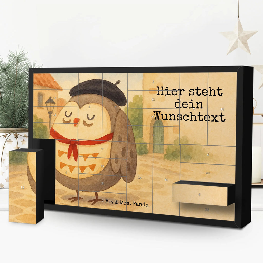 Personalisierter Befüllbarer Adventskalender Eule Frankreich Design Adventskalender Zum Selbst Befüllen, Befüllbarer Adventskalender, Eule, Das Leben Ist schön, Spruch schön, Owl, La Vie Est Belle, Frankreich, Hibou, Spruch Französisch, Eulen, Eule Deko