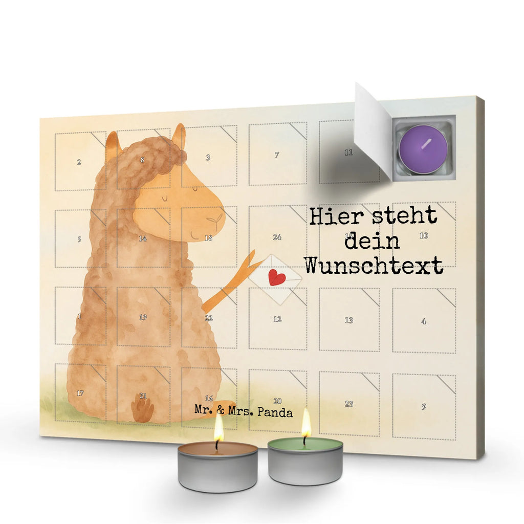 Personalisierter Duftkerzen Adventskalender Alpaka Fahne Design Personalisierter Duftkerzen Adventskalender, Lama, Alpaka, Alpakas, Lamas, Liebe