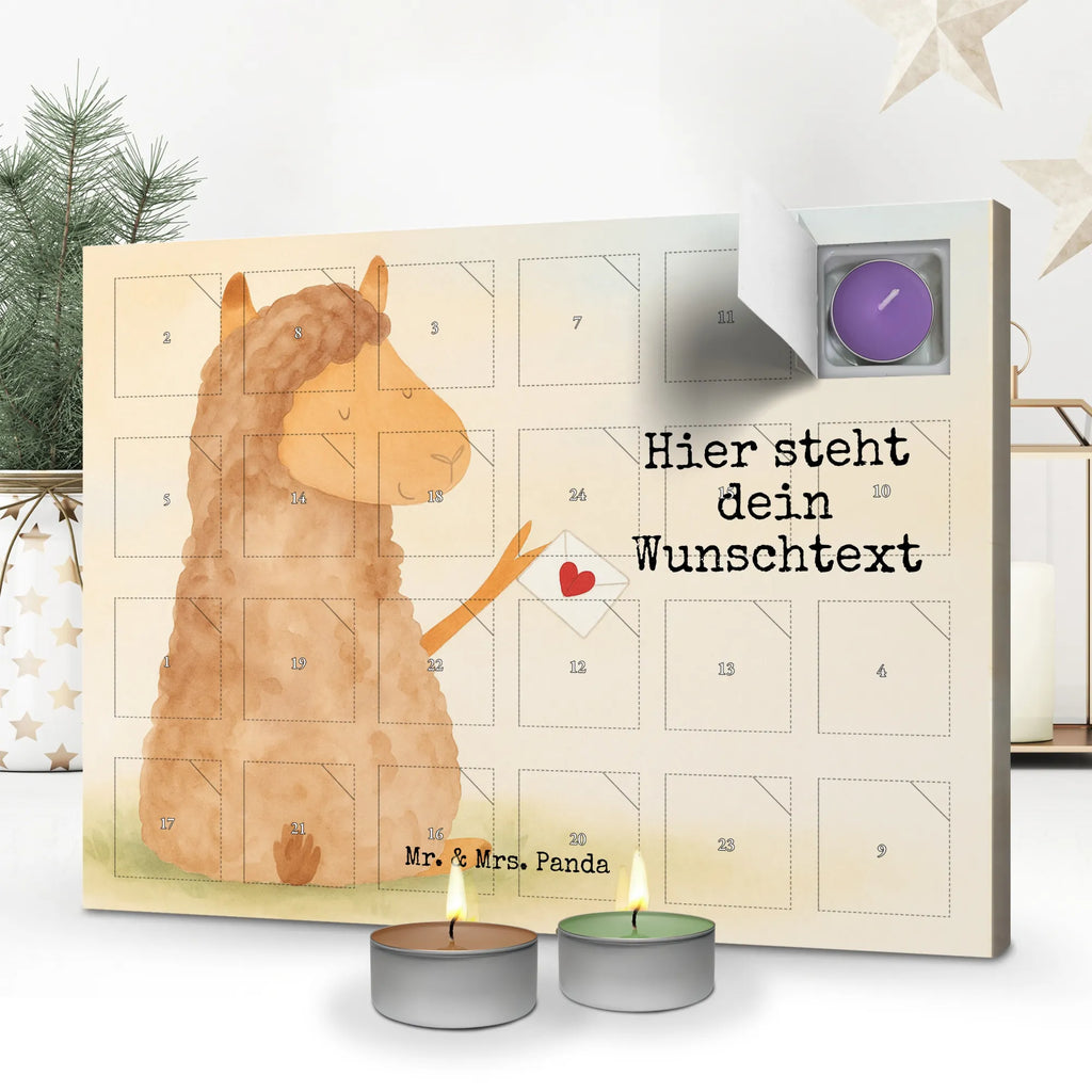 Personalisierter Duftkerzen Adventskalender Alpaka Fahne Design Personalisierter Duftkerzen Adventskalender, Lama, Alpaka, Alpakas, Lamas, Liebe