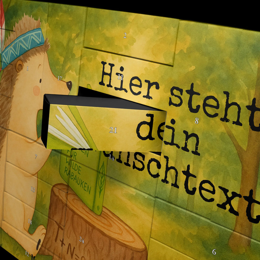 Personalisierter Befüllbarer Adventskalender Igel Federschmuck Design Adventskalender Zum Selbst Befüllen, Befüllbarer Adventskalender, Tiere, Waldtiere, Igel, Abenteuer, Camping, Indianer, Lagerfeuer
