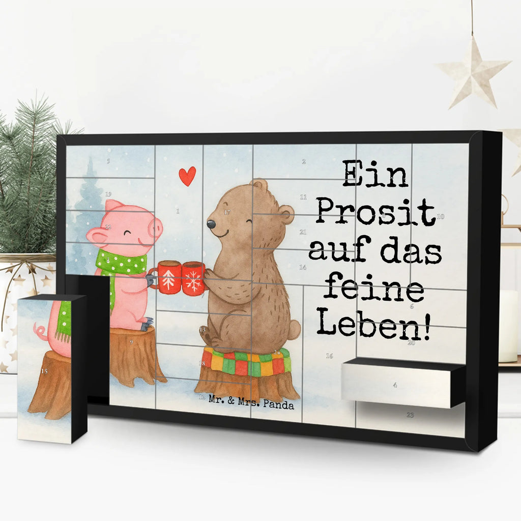 Fillable advent calendar Glowing Pig Bash Design Christmas time, snow