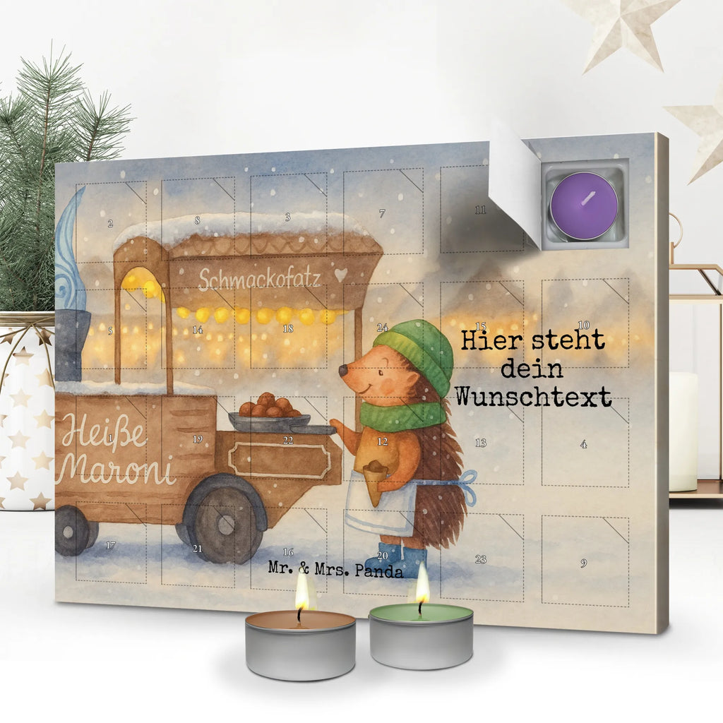 Personalisierter Duftkerzen Adventskalender Igel Maronen Design Personalisierter Duftkerzen Adventskalender, Weihnachten, Winter, Weihnachtsdeko, Nikolaus, Advent, Heiligabend, Wintermotiv, Weihnachtsmarkt, Kastanien, Duft, Maronen