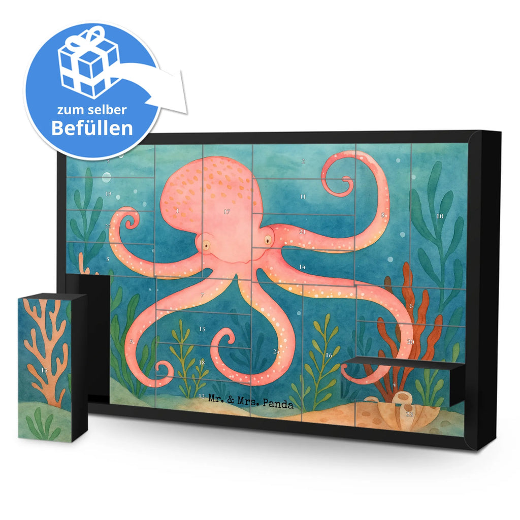 Fillable advent calendar Squid Design card, gift ideas, gifts, small animals, cute, cute animal motives, hand drawn, funny sayings, good mood, special gifts, animal lover, arms, ocean, sea animal, water, squid, octopus