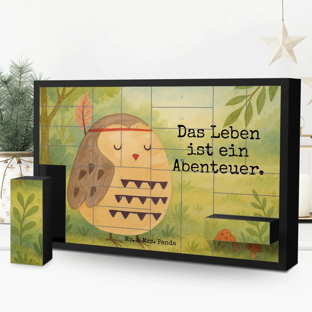 Fillable advent calendar Owl feather headdress Design gift ideas, birthday present, forest animal, bird, nocturnal, illustrated, romantic gift, owl decor, Feather decoration, Travel saying, Beautiful saying, Decoration, Life is an adventure, Indian saying, Owl decoration