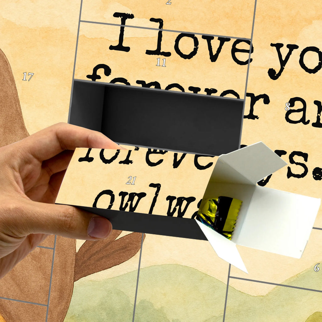 Fillable advent calendar Owl Satisfied Design gift ideas, birthday present, forest animal, bird, nocturnal, illustrated, romantic gift, owl decor, Owl saying, Romantic, Owl deco, Love saying, Wedding anniversary gift, Pun funny, Saying beautiful