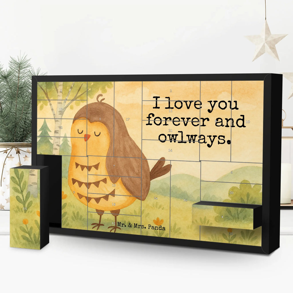 Fillable advent calendar Owl Satisfied Design gift ideas, birthday present, forest animal, bird, nocturnal, illustrated, romantic gift, owl decor, Owl saying, Romantic, Owl deco, Love saying, Wedding anniversary gift, Pun funny, Saying beautiful