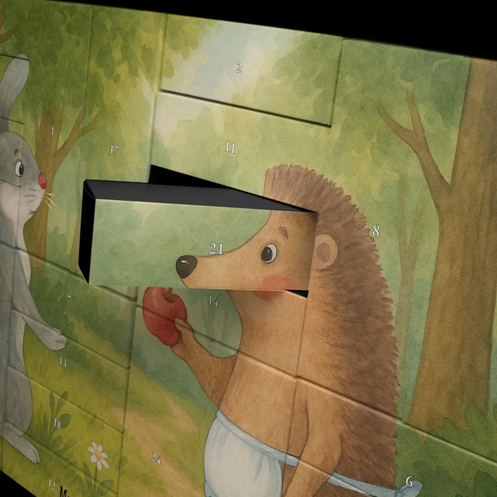 Fillable advent calendar Hare Hedgehog Design card, gift ideas, gifts, small animals, cute, cute animal motives, hand drawn, funny sayings, good mood, special gifts, animal lover, love saying, hare, consolation, lovesickness gift, pain of separation, heartache, Hedgehog and hare, romantic saying