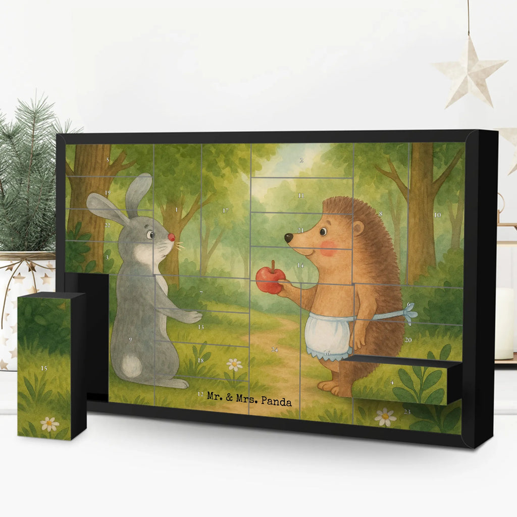 Fillable advent calendar Hare Hedgehog Design card, gift ideas, gifts, small animals, cute, cute animal motives, hand drawn, funny sayings, good mood, special gifts, animal lover, love saying, hare, consolation, lovesickness gift, pain of separation, heartache, Hedgehog and hare, romantic saying