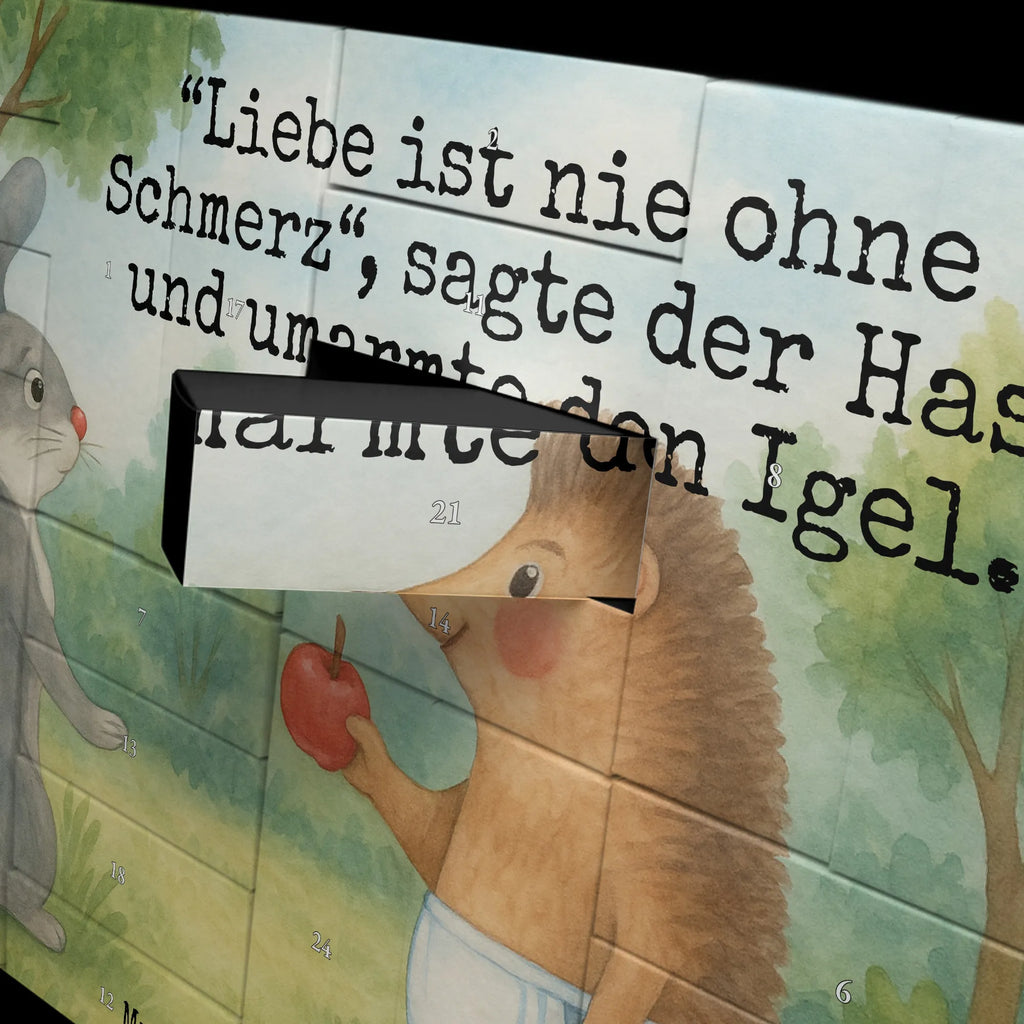 Fillable advent calendar Hare Hedgehog Design card, gift ideas, gifts, small animals, cute, cute animal motives, hand drawn, funny sayings, good mood, special gifts, animal lover, love saying, hare, consolation, lovesickness gift, pain of separation, heartache, Hedgehog and hare, romantic saying