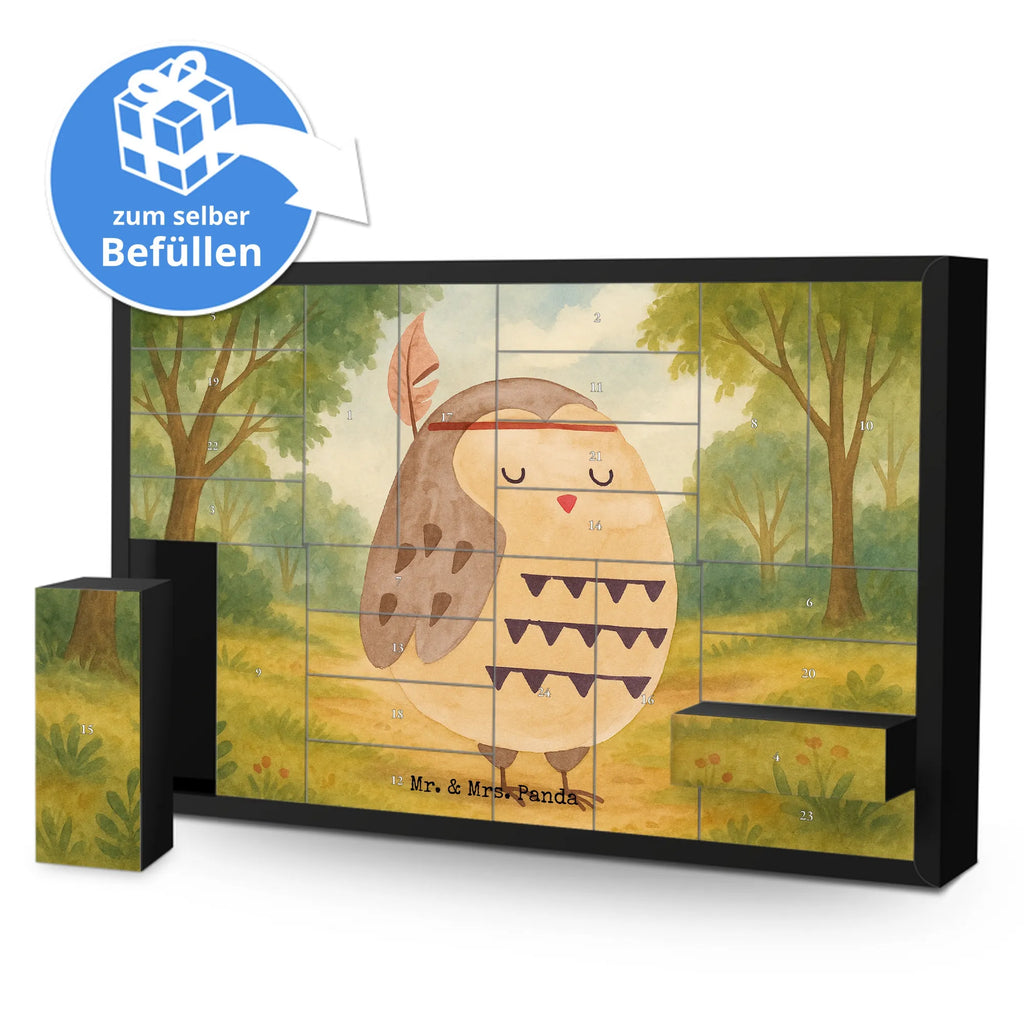 Fillable advent calendar Owl feather headdress Design gift ideas, birthday present, forest animal, bird, nocturnal, illustrated, romantic gift, owl decor, Feather decoration, Travel saying, Beautiful saying, Decoration, Life is an adventure, Indian saying, Owl decoration