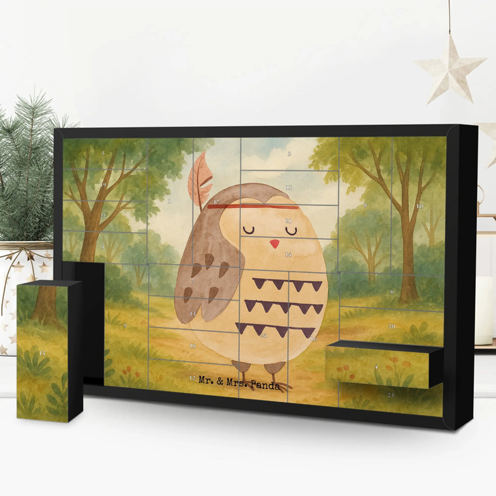 Fillable advent calendar Owl feather headdress Design gift ideas, birthday present, forest animal, bird, nocturnal, illustrated, romantic gift, owl decor, Feather decoration, Travel saying, Beautiful saying, Decoration, Life is an adventure, Indian saying, Owl decoration