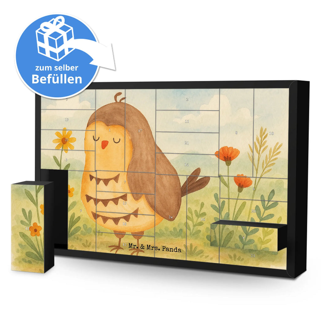 Fillable advent calendar Owl Satisfied Design gift ideas, birthday present, forest animal, bird, nocturnal, illustrated, romantic gift, owl decor, Owl saying, Romantic, Owl deco, Love saying, Wedding anniversary gift, Pun funny, Saying beautiful