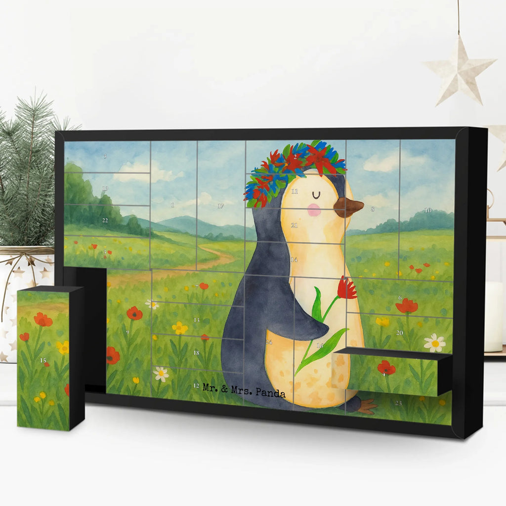 Fillable advent calendar Penguin Flower Design North Pole, Penguins, love of life, penguins, universe, wishes, wreath of flowers, goals in life, lovesickness, goals, gift idea